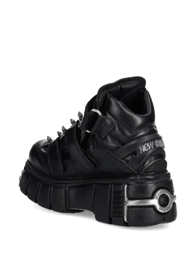 New Rock Studded-strap Sneakers In Black