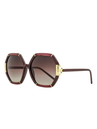 Tory Burch Eleanor Hexagonal Metal-rim Sunglasses In Multi