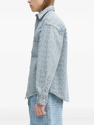 A Bathing Ape Monogram-print Denim Shirt Jacket In Blue