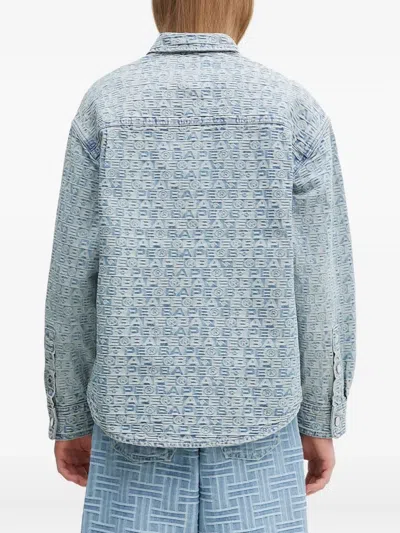 A Bathing Ape Monogram-print Denim Shirt Jacket In Blue