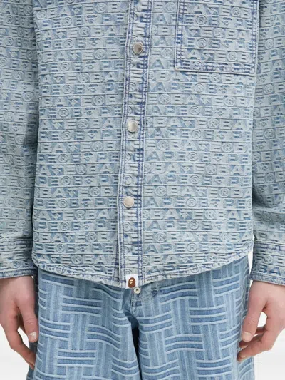 A Bathing Ape Monogram-print Denim Shirt Jacket In Blue