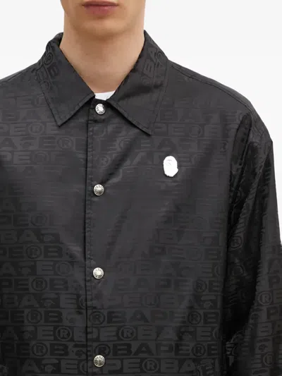 A Bathing Ape Logo-pattern Shirt Jacket In Black