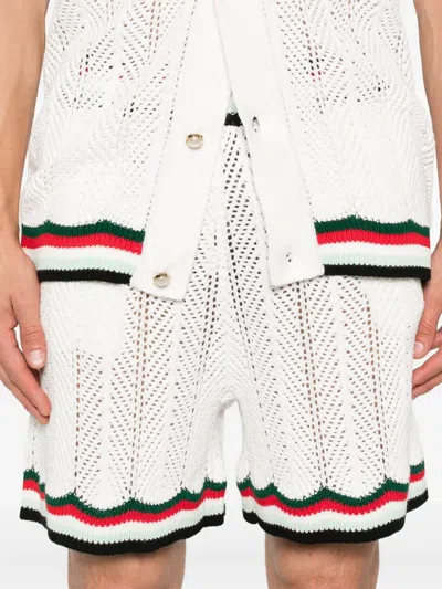 Casablanca Chevron Crochet Bermuda Shorts In White