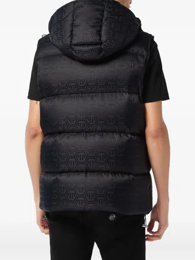 Philipp Plein Monogram Quilted Down Gilet In Black