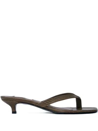 Totême Embossed Leather Sandals In Brown