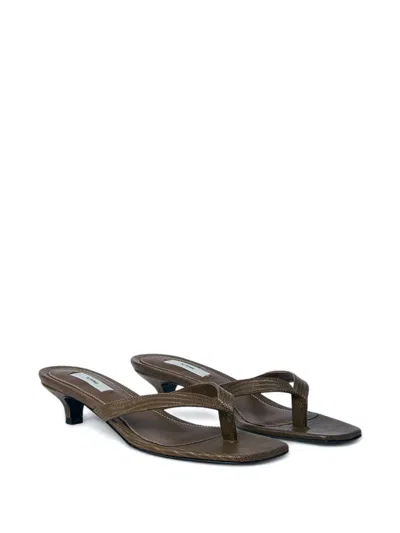 Totême Embossed Leather Sandals In Brown
