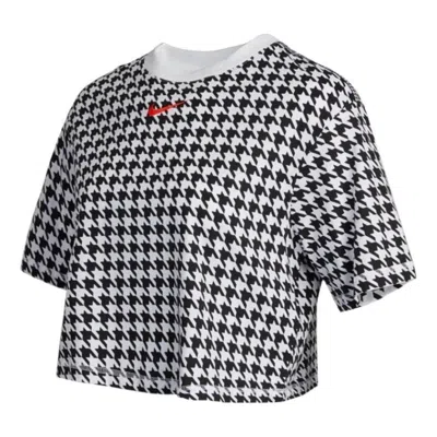 Nike (wmns)  Sportswear Icon Clash Casual Sports Houndstooth Short Sleeve Black T-shirt In Multi