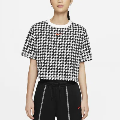 Nike (wmns)  Sportswear Icon Clash Casual Sports Houndstooth Short Sleeve Black T-shirt In Multi