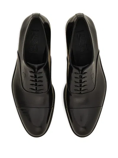 Ferragamo Leather Oxford Shoes In Black