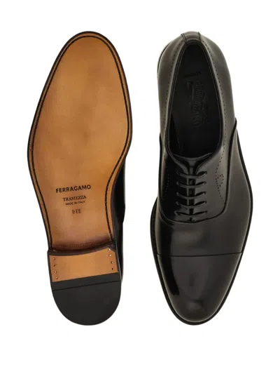 Ferragamo Leather Oxford Shoes In Black