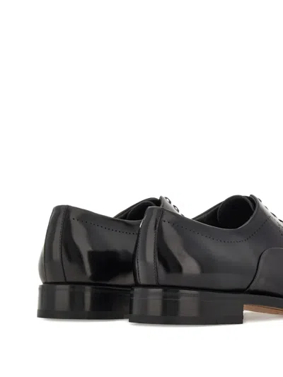 Ferragamo Leather Oxford Shoes In Black
