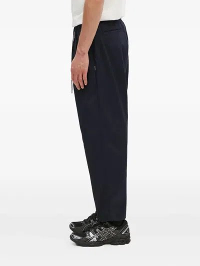 Neighborhood Baggysilhouette Easy Straight-leg Pleated Crepe Drawstring Trousers In Black