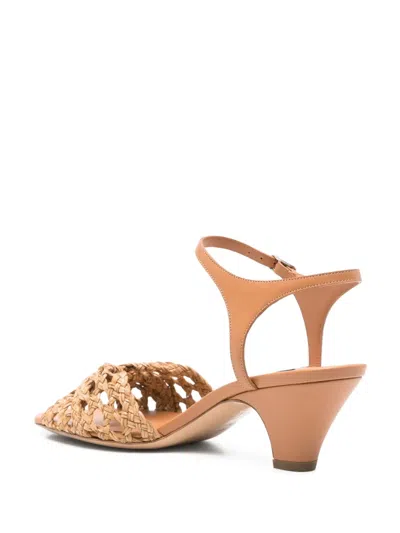 Casadei Woven Leather Ankle-strap Sandals In Neutral