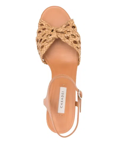 Casadei Woven Leather Ankle-strap Sandals In Neutral