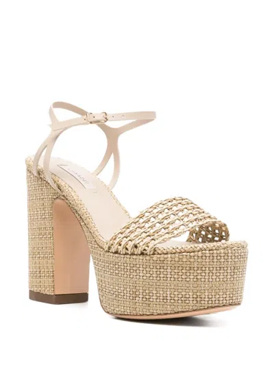 Casadei Woven Platform Sandals In Neutral