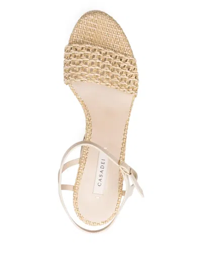 Casadei Woven Platform Sandals In Neutral