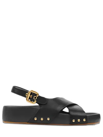 Chloé Mae Paddington Leather Crisscross Sandals In Black