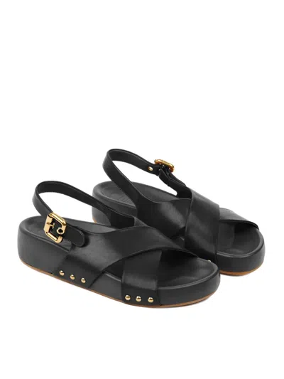 Chloé Mae Paddington Leather Crisscross Sandals In Black