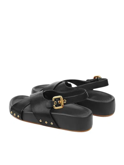 Chloé Mae Paddington Leather Crisscross Sandals In Black
