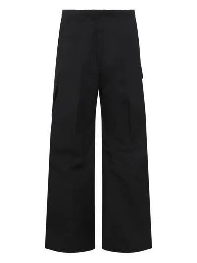 Rick Owens Mens Black Cargobelas Multi-pockets Wide-leg Relaxed-fit Stretch-cotton Trousers
