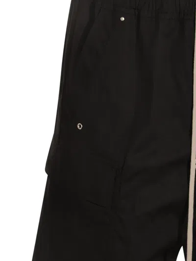 Rick Owens Mens Black Cargobelas Multi-pockets Wide-leg Relaxed-fit Stretch-cotton Trousers