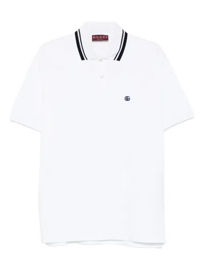 Gucci Cotton Piquet Polo Shirt With Embroidery In White
