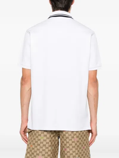 Gucci Cotton Piquet Polo Shirt With Embroidery In White