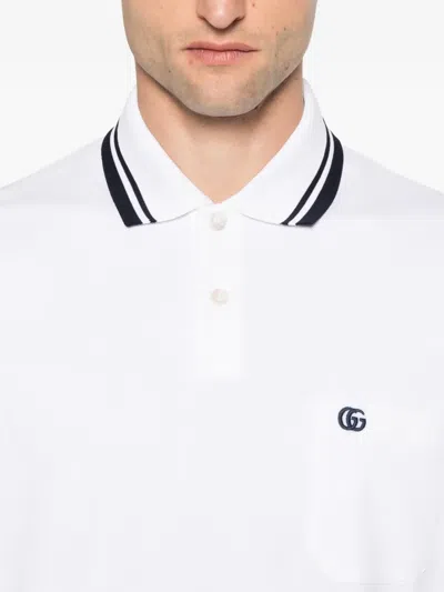 Gucci Cotton Piquet Polo Shirt With Embroidery In White