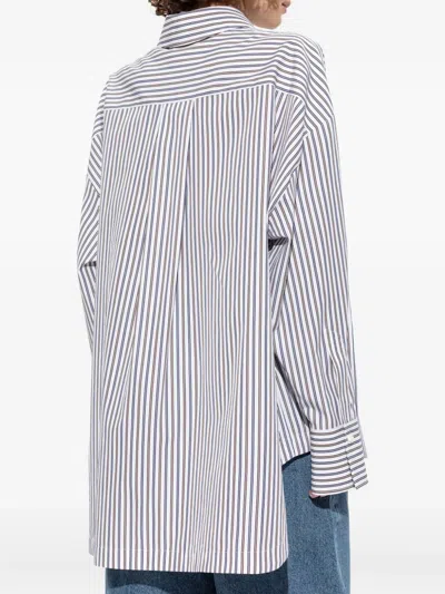 Attico Striped Cotton Shirt With Long Sleeves In Gray