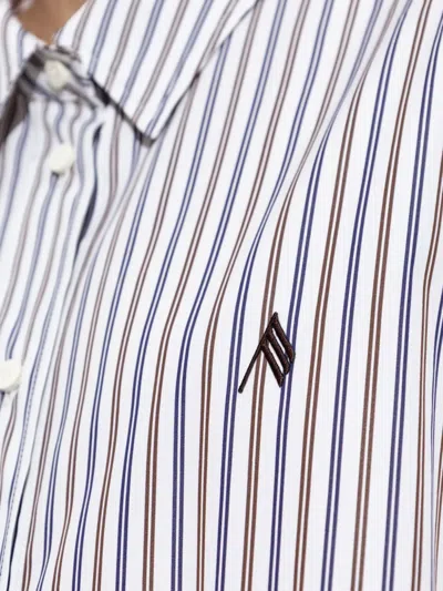 Attico Striped Cotton Shirt With Long Sleeves In Gray