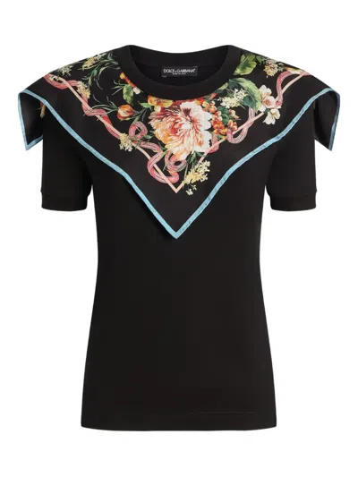 Dolce & Gabbana Cotton-silk T-shirt In Black