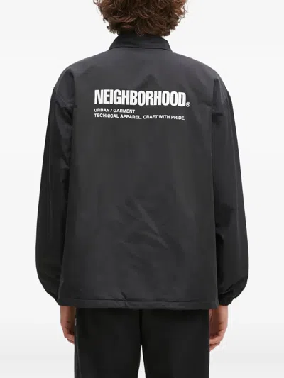 Neighborhood Logo-patch Coach Jacket In Black