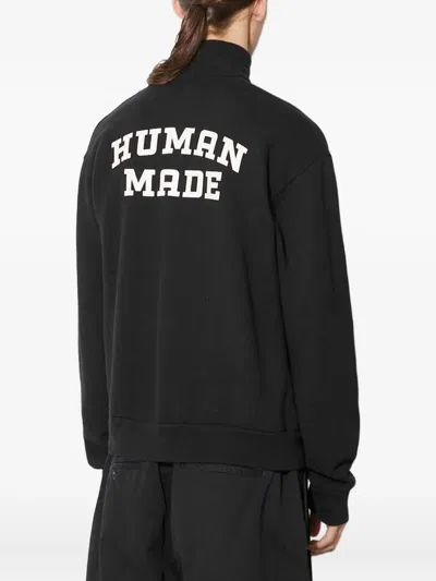 Human Made Heart-logo Half-zip Sweatshirt In Black