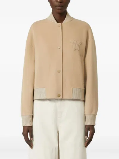 Weekend Max Mara Patch-detail Wool-blend Jacket In Neutral