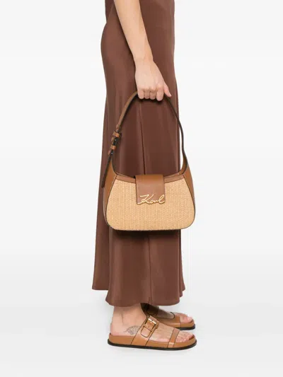 Karl Lagerfeld K/signature Woven Leather Shoulder Bag