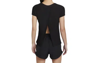Nike (wmns)  Round Neck Casual Solid Color Logo Running Sports Quick Dry Short Sleeve Black T-shirt