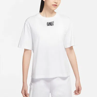 Nike (wmns)  Alphabet Pattern Printing Loose Round Neck Short Sleeve White T-shirt