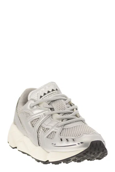 Run Of Leather And Fabric Trainers In Metallic