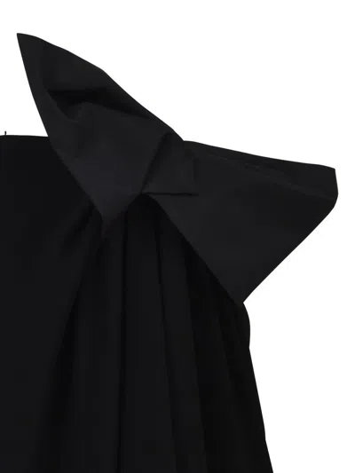 Saint Laurent Bow-embellished Strapless Crepe Dress In Black