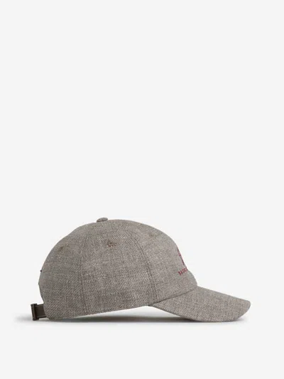 Brunello Cucinelli Logo-embroidered Cap In Gray