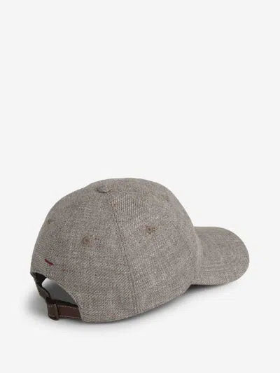 Brunello Cucinelli Logo-embroidered Cap In Gray