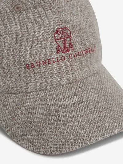 Brunello Cucinelli Logo-embroidered Cap In Gray