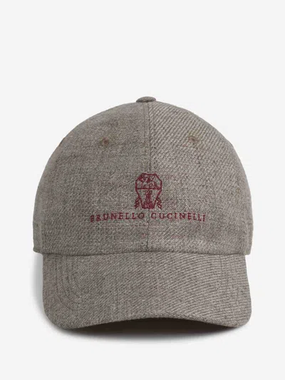 Brunello Cucinelli Logo-embroidered Cap In Gray