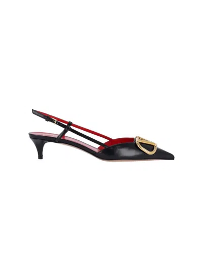 Valentino Pointed Toe Slimback Pump With Vintage-effect Brass Detail