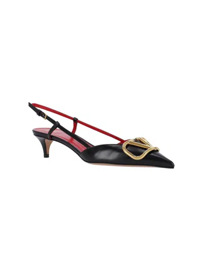 Valentino Pointed Toe Slimback Pump With Vintage-effect Brass Detail