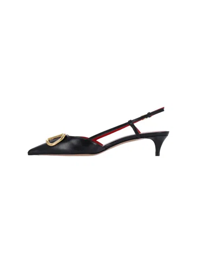 Valentino Pointed Toe Slimback Pump With Vintage-effect Brass Detail