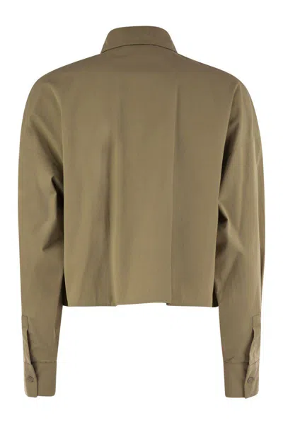 Weekend Max Mara Svago Boxy Cotton Button-up Shirt In Brown