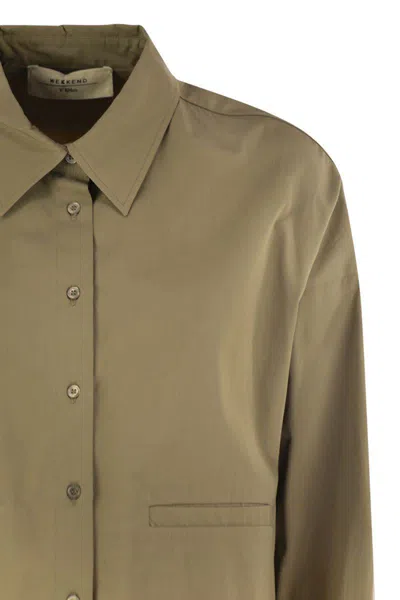 Weekend Max Mara Svago Boxy Cotton Button-up Shirt In Brown