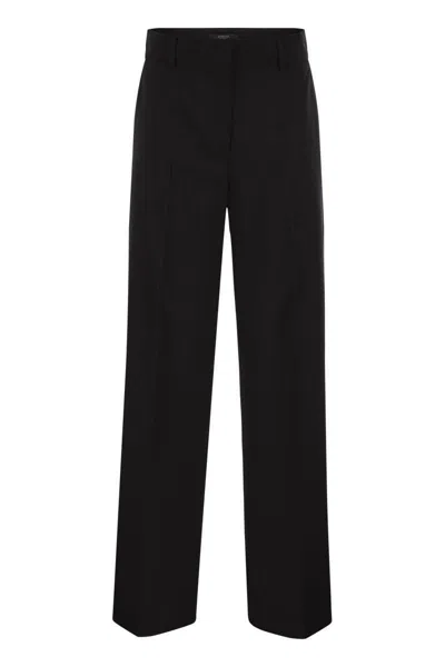 Weekend Max Mara Visivo Wool Palazzo Trousers In Black
