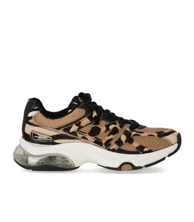 Michael Kors Leopard Printed Kit Extreme Mesh Trainers In Brown